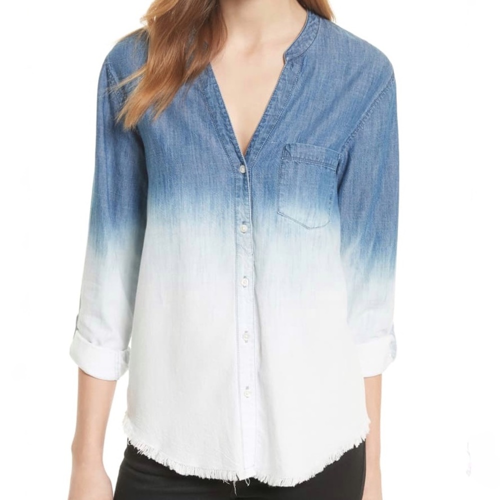 SOFT JOIE chambray denim ombré button down top